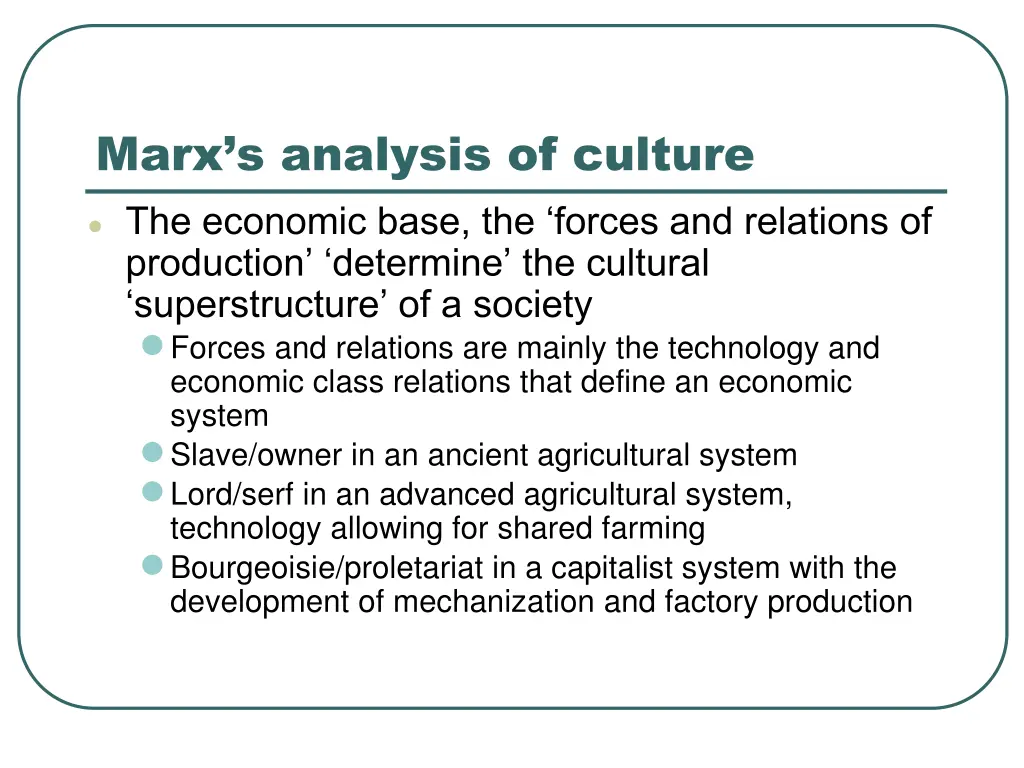 marx s analysis of culture