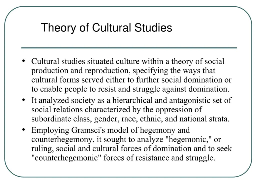 theory of cultural studies