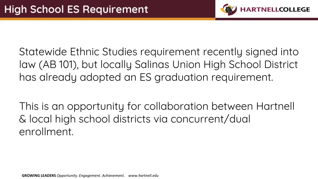 high school es requirement
