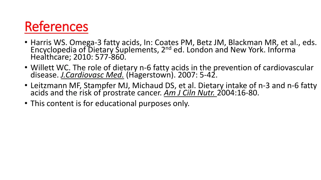 references references harris ws omega 3 fatty