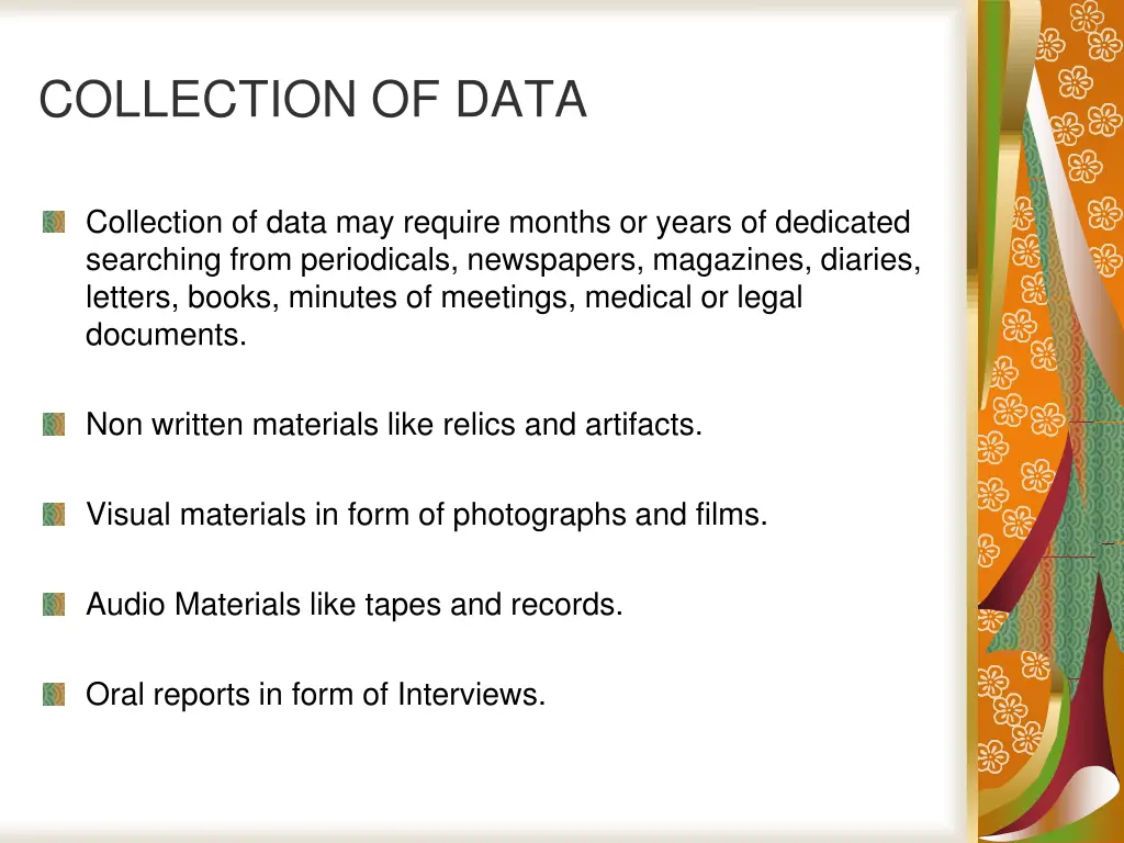 collection of data