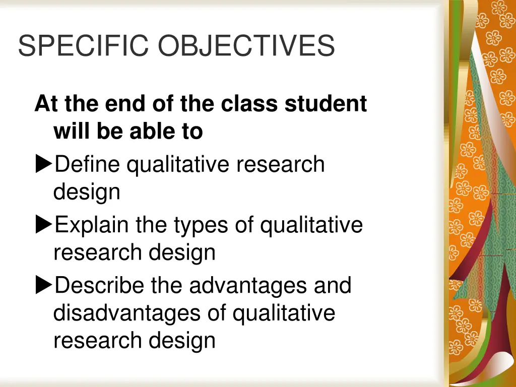 specific objectives