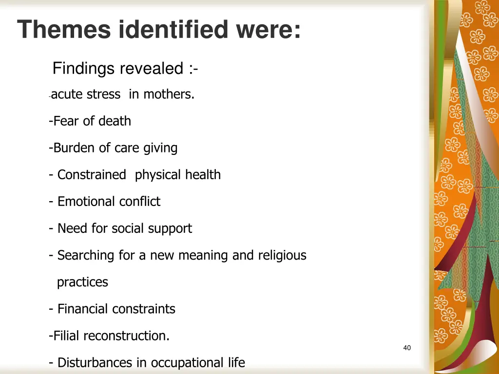 themes identified were