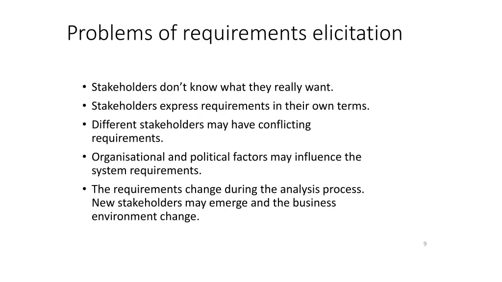 problems of requirements elicitation