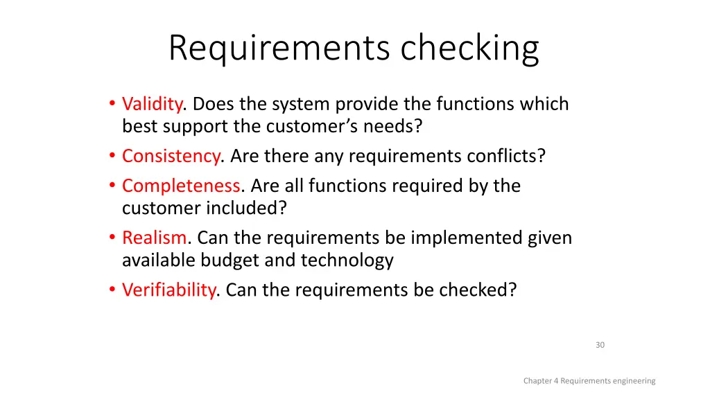 requirements checking
