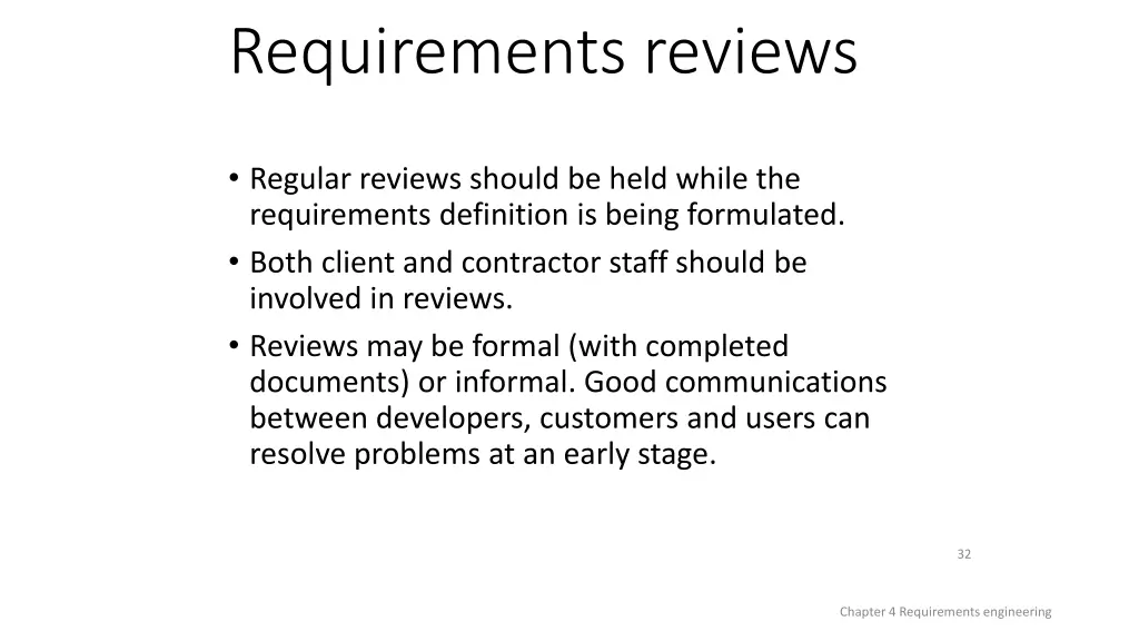 requirements reviews