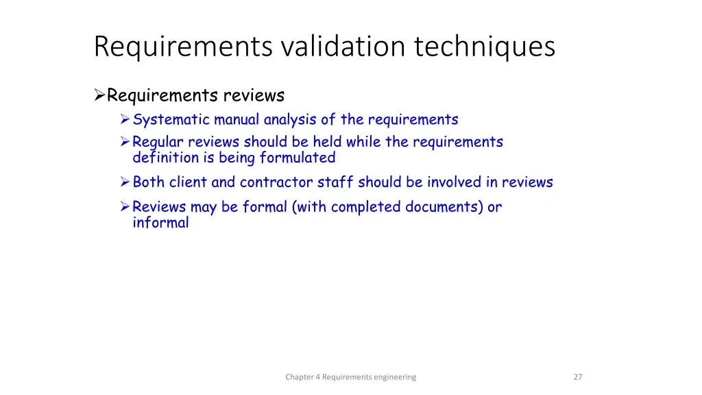 requirements validation techniques