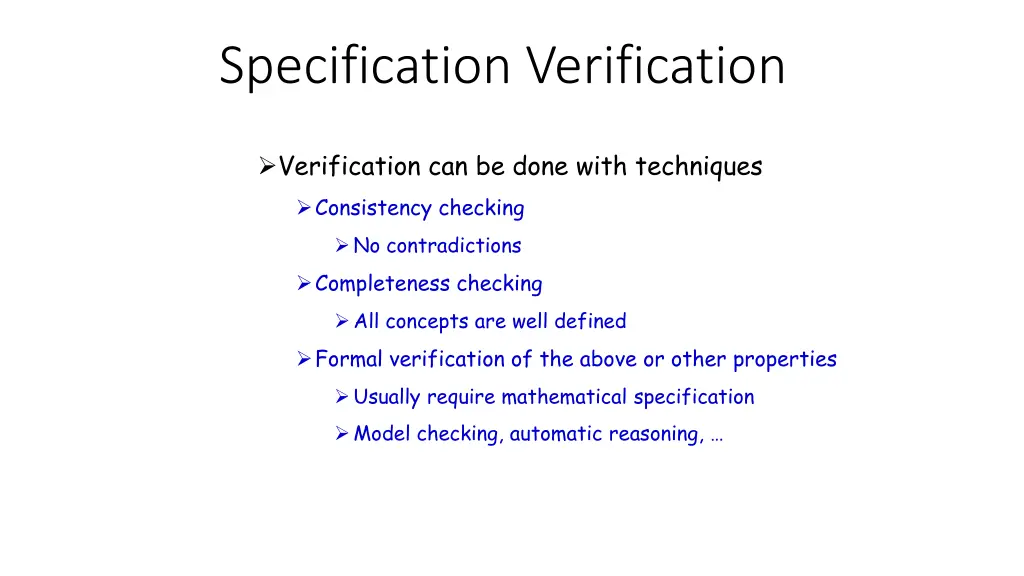 specification verification