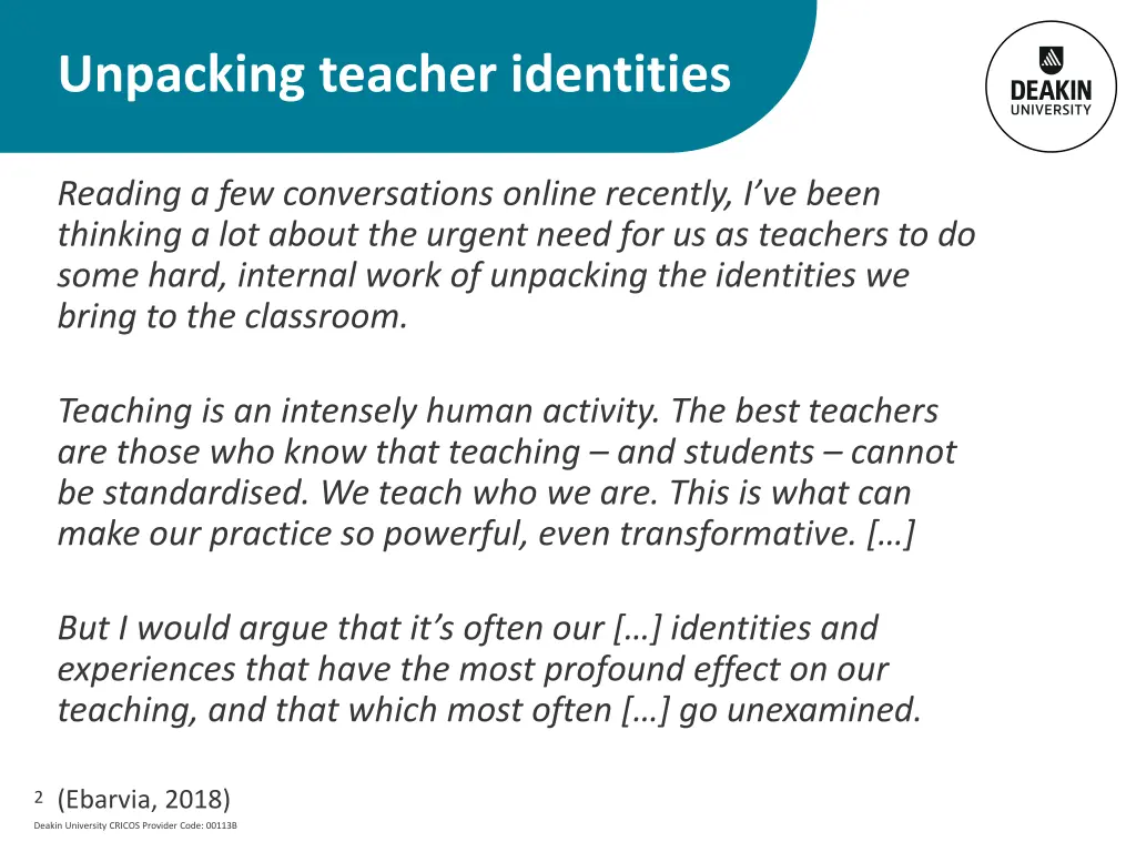 unpacking teacher identities