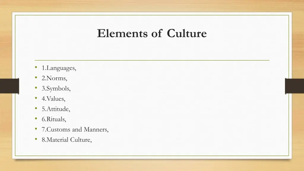 elements of culture