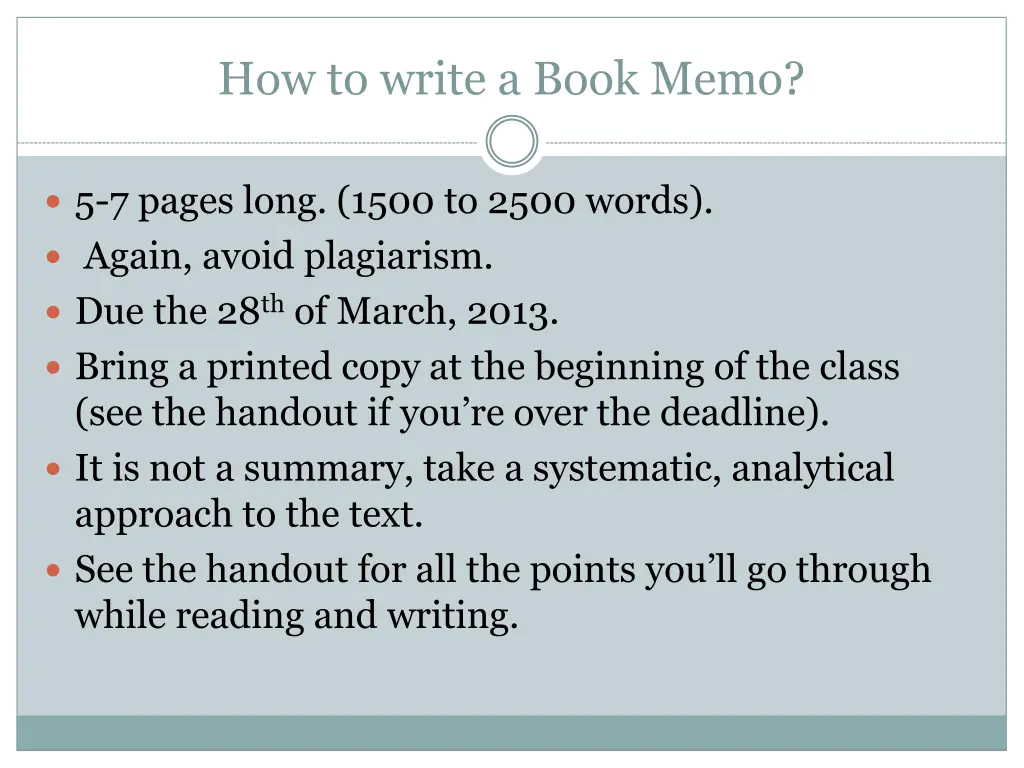 how to write a book memo