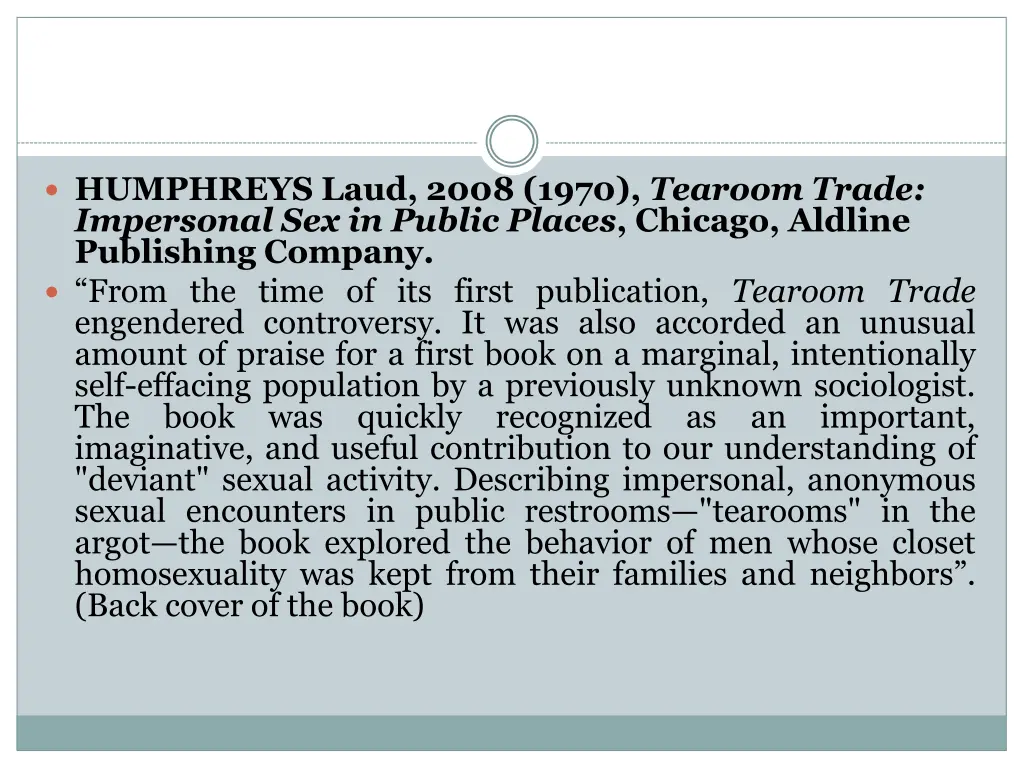 humphreys laud 2008 1970 tearoom trade impersonal 1