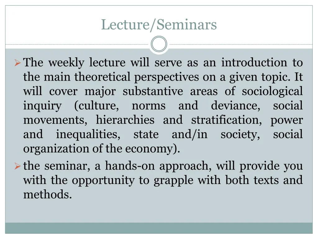lecture seminars