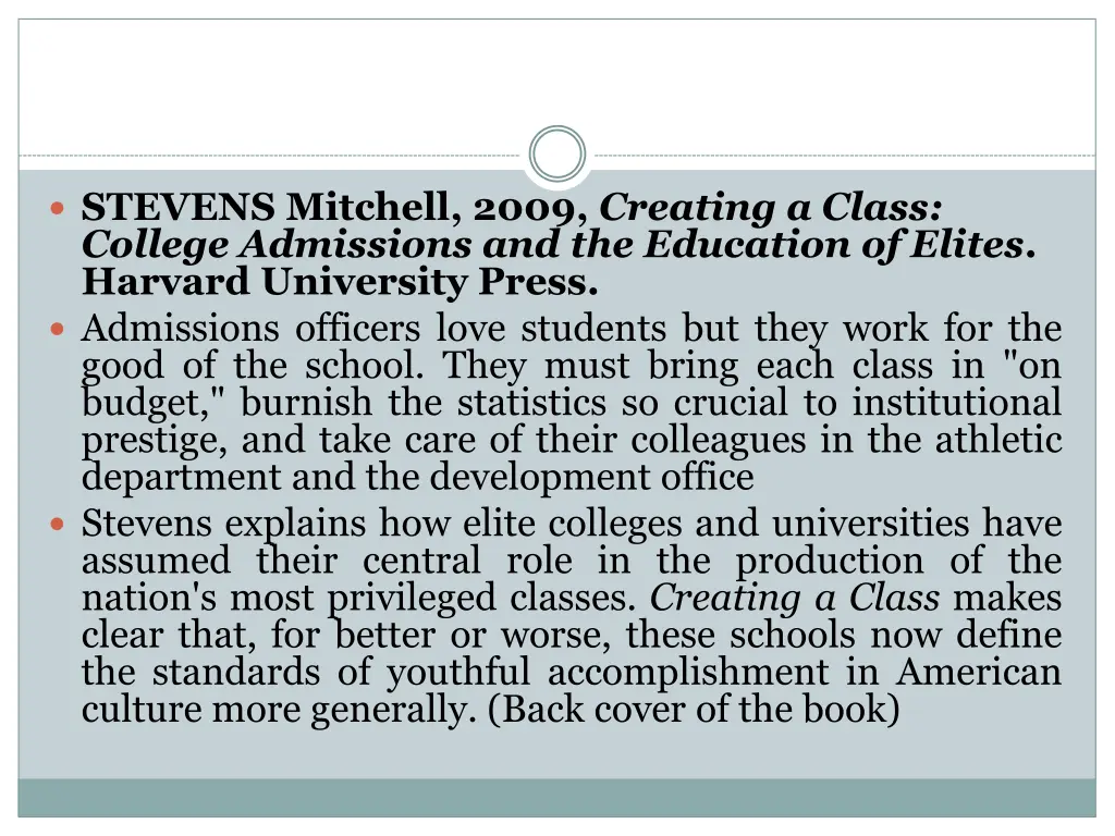 stevens mitchell 2009 creating a class college 1