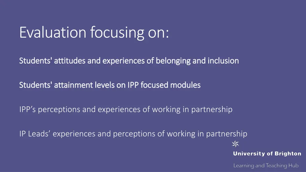 evaluation focusing on