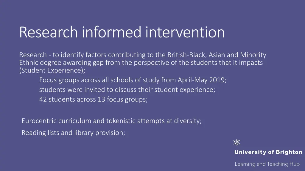research informed intervention