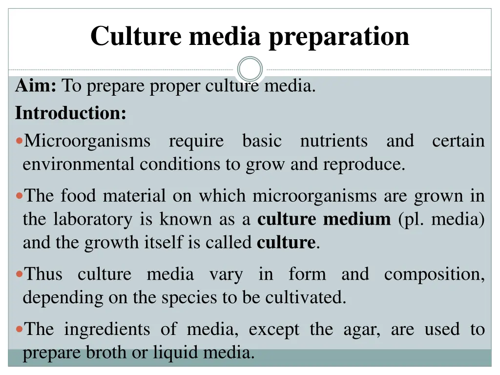 culture media preparation
