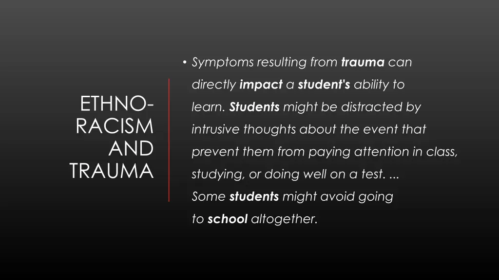 symptoms resulting from trauma can