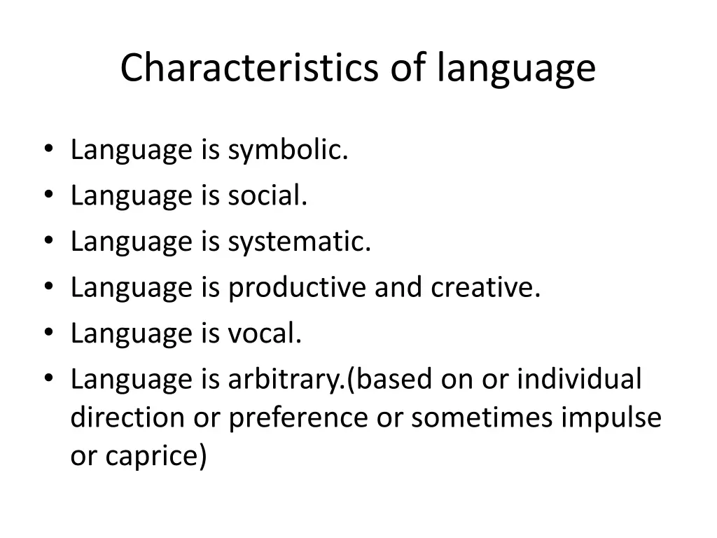 characteristics of language
