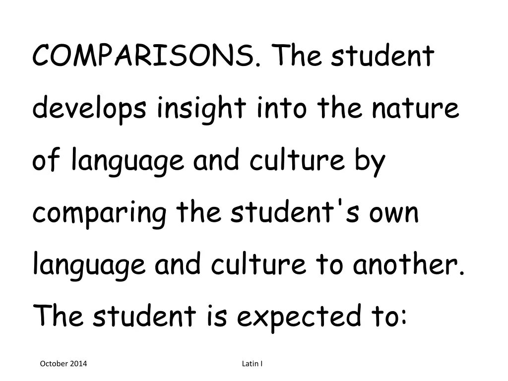 comparisons the student develops insight into