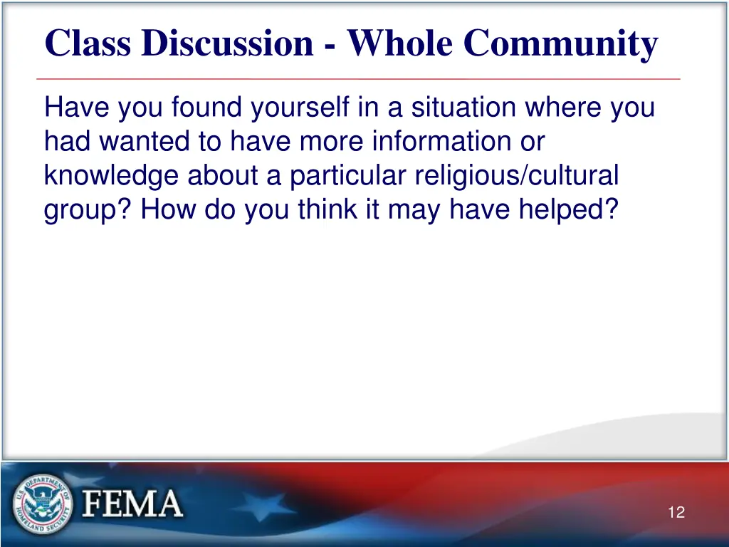 class discussion whole community