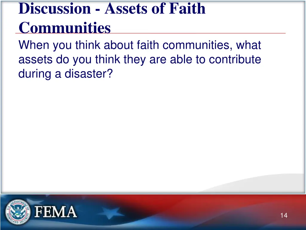discussion assets of faith communities when