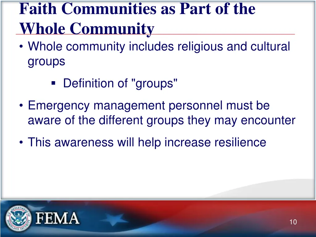 faith communities as part of the whole community