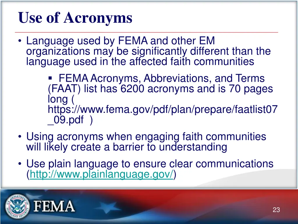 use of acronyms