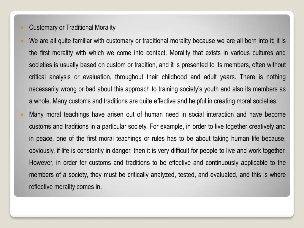 customary or traditional morality
