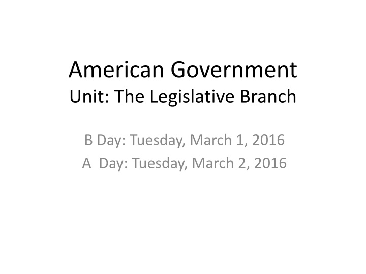 american government unit the legislative branch