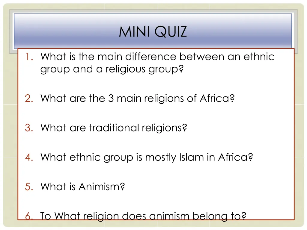 mini quiz