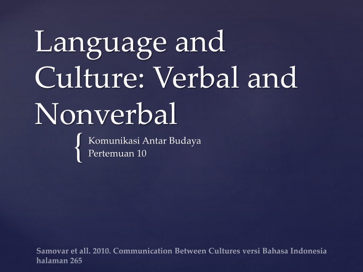language and culture verbal and nonverbal