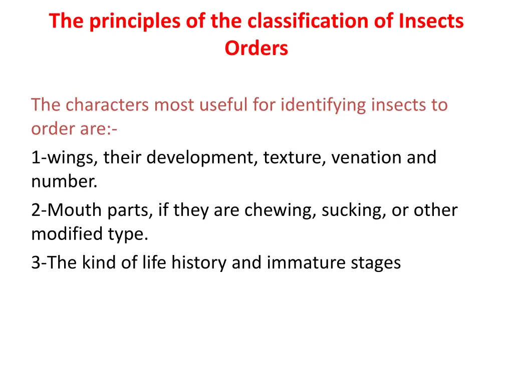 the principles of the classification of insects