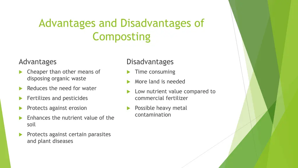 advantages and disadvantages of composting