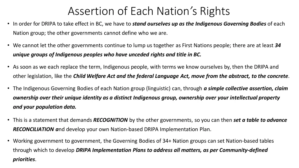 assertion of each nation s rights in order