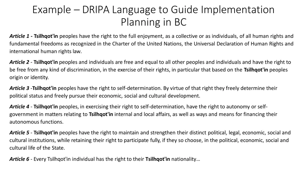 example dripa language to guide implementation