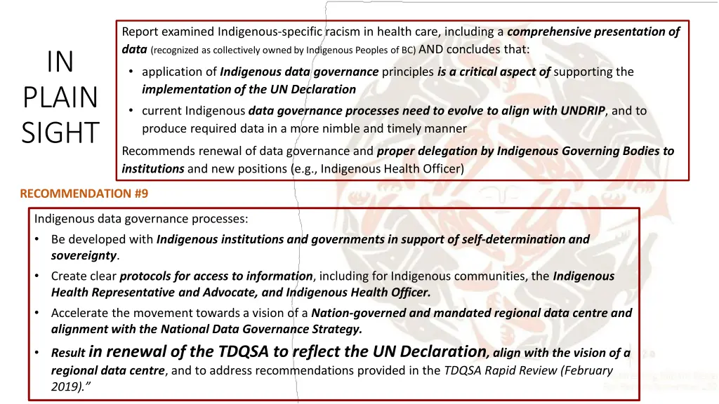 report examined indigenous specific racism