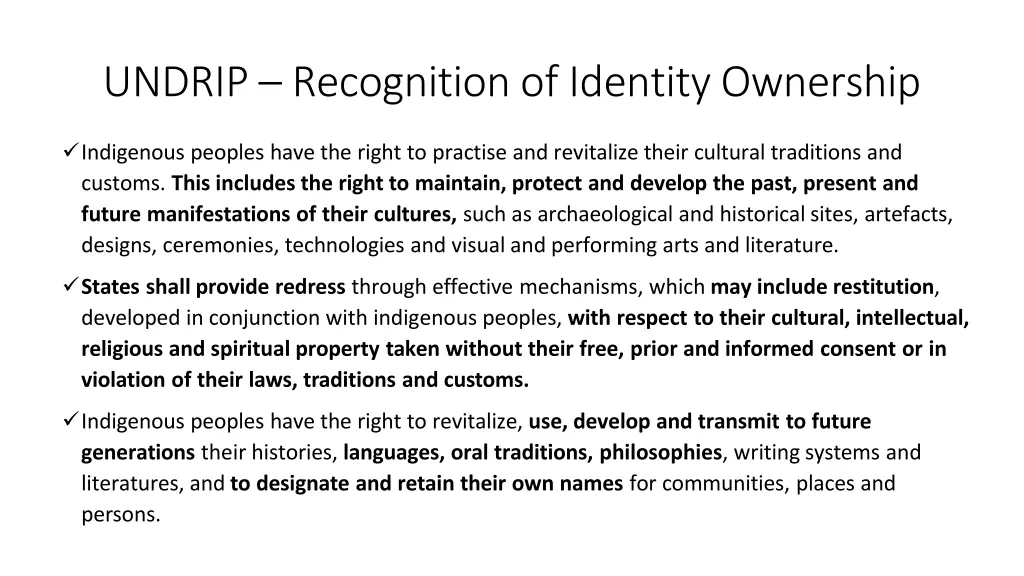 undrip recognitionof identityownership