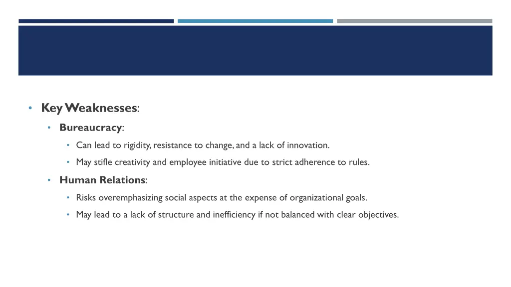 key weaknesses