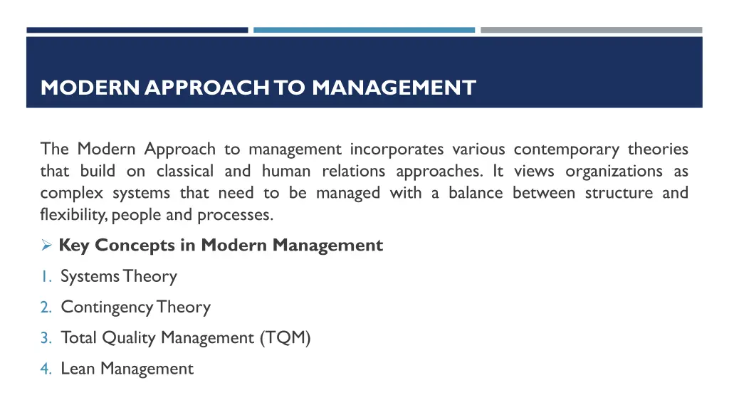 modern approach to management