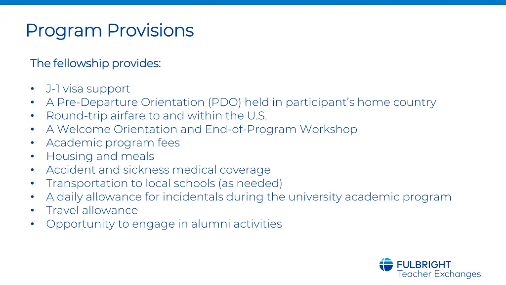 program provisions program provisions