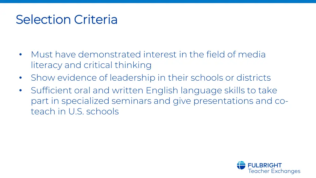 selection criteria selection criteria 1