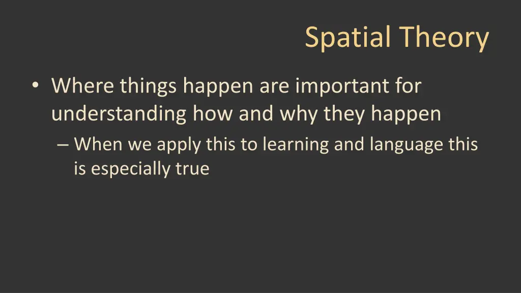 spatial theory 1