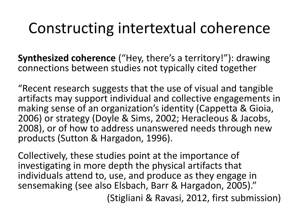 constructing intertextual coherence 1