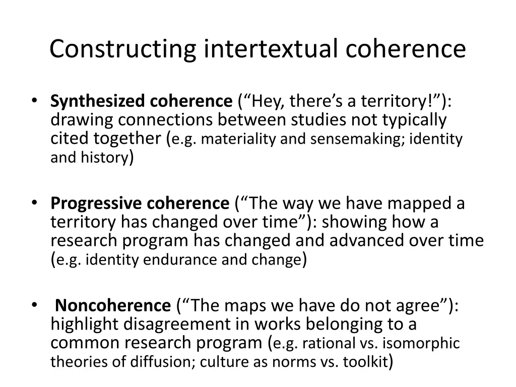 constructing intertextual coherence