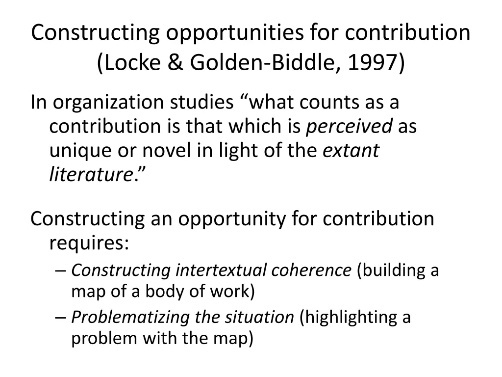 constructing opportunities for contribution locke