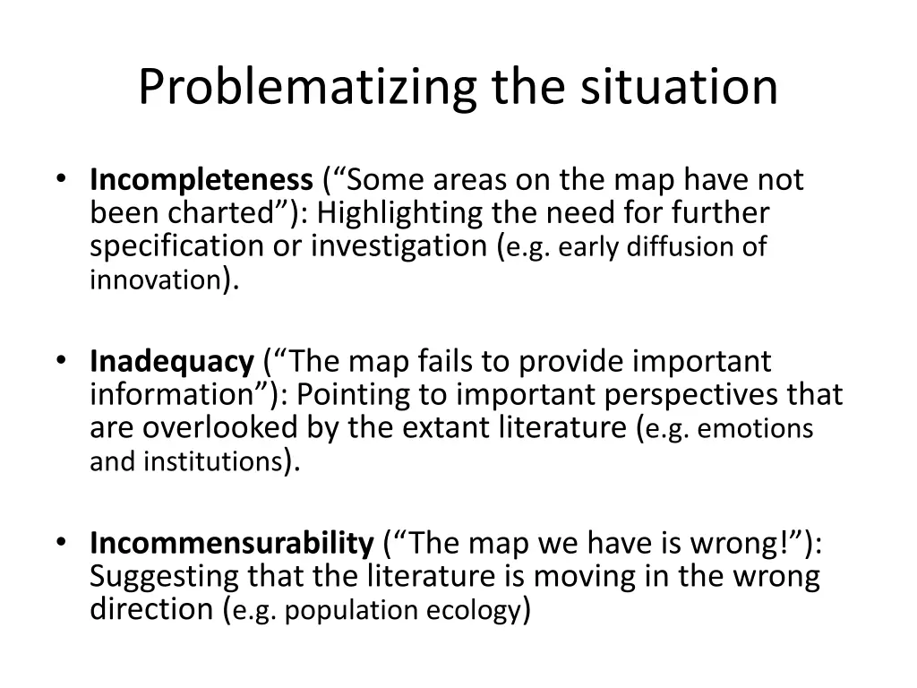 problematizing the situation