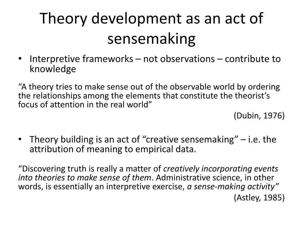 theory development as an act of sensemaking