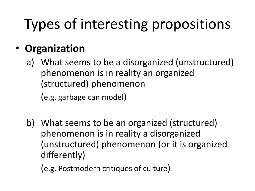 types of interesting propositions