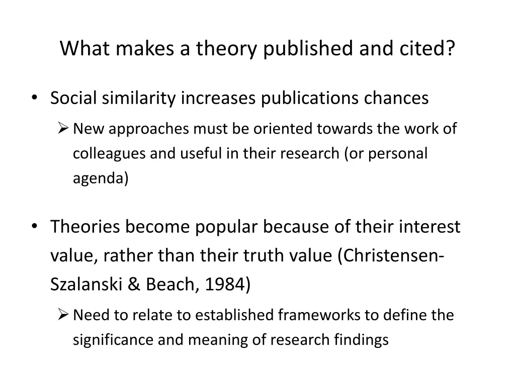 what makes a theory published and cited